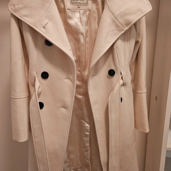 guess double breasted tie coat